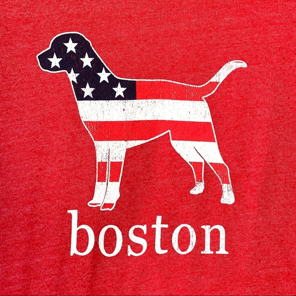 3/$25 American Flag Boston Dog Graphic Crewneck Sweatshirt Faded Red Woman’s XL - Picture 8 of 12